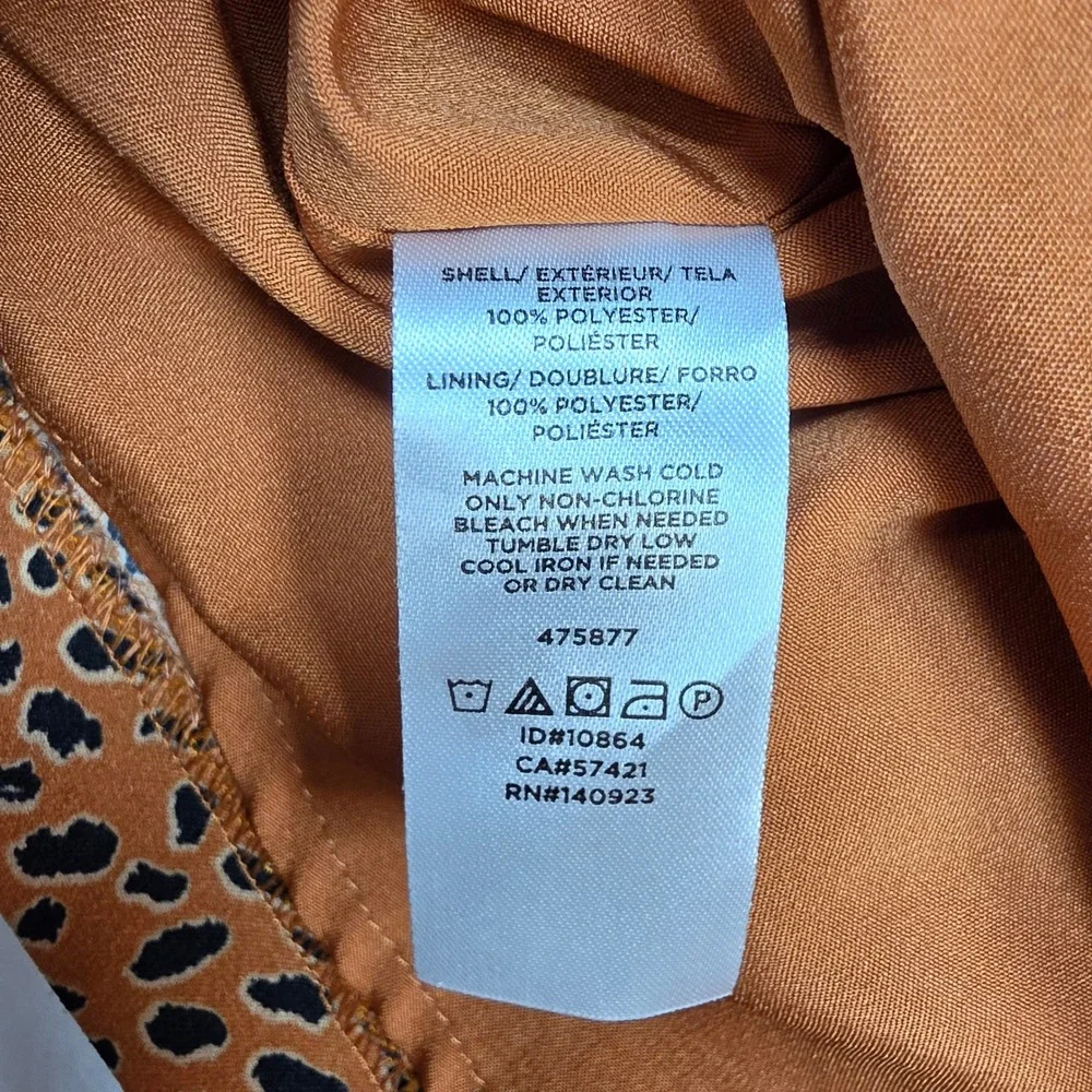 Ann Taylor Factory Leopard Print V-Neck Bell Sleeve Shift Dress Orange Black 4